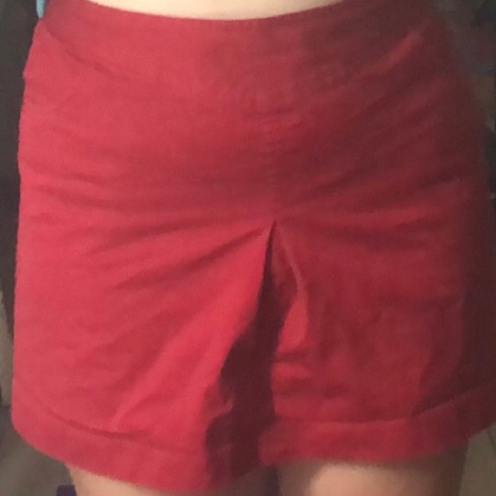 red “jean” skirt